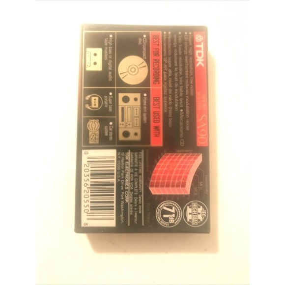 Lot of 2 TDK SA 90 Blank Audio Cassette Tapes 90min High Bias Type II New Sealed - Picture 6 of 11